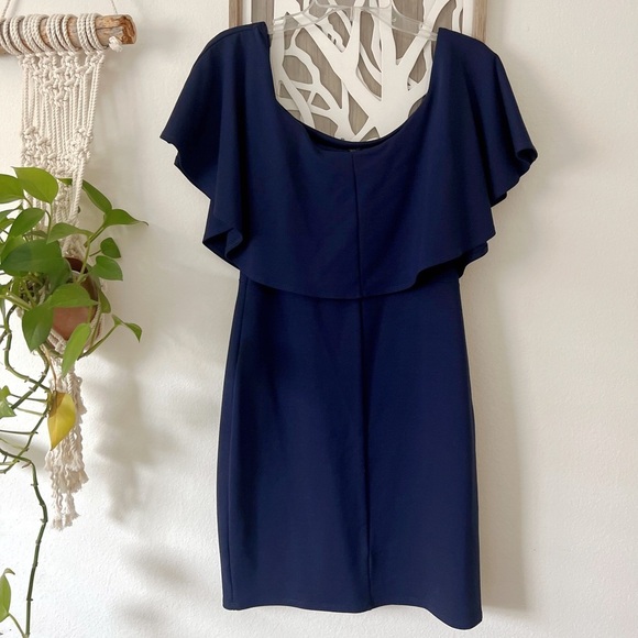 Women’s Navy Blue Off the Shoulder Dress Size XL - Picture 11 of 13